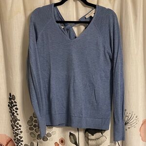 EUC LOFT Blue Knit Sweater with Back Tie Size Medium